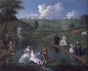Edward Haytley The Brockman Family and Friends at Beachborough Manor the Temple Pond looking towards the Rotunda oil painting reproduction